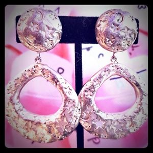 Silver Moon Stars Clip-on earrings retro 90s Y2K